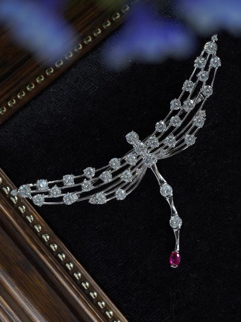 Dragonfly Silver Brooch, Retro Brooch, Handmade Jewelry, Gift for her, Wedding Jewelry